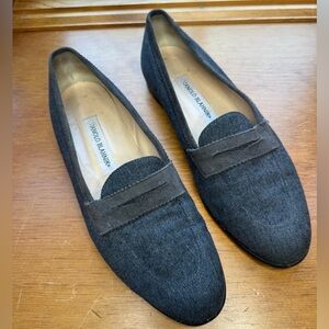 Manolo Blahnik Vintage Wool and Suede Loafers Size 40